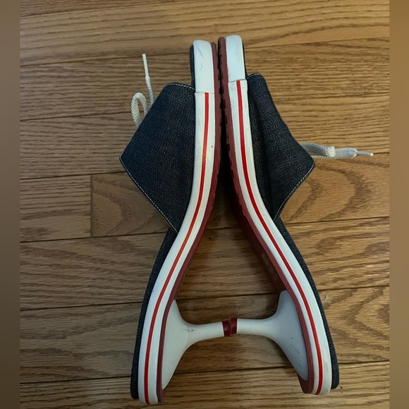 [39/8] Wosh Women's Navy Slide Kitten Heel Sandals Italy - Picture 4 of 6